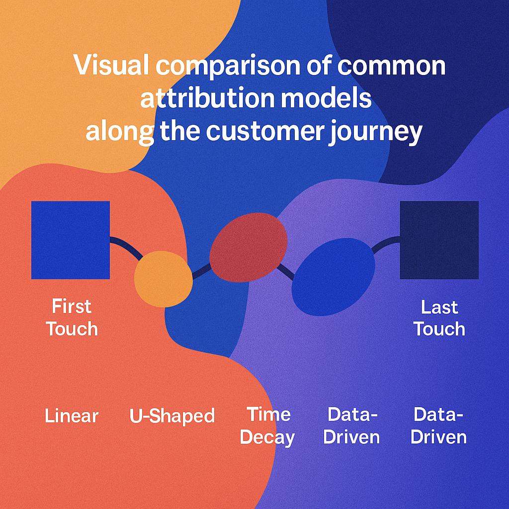 Visual comparison of common attribution models along the customer journey