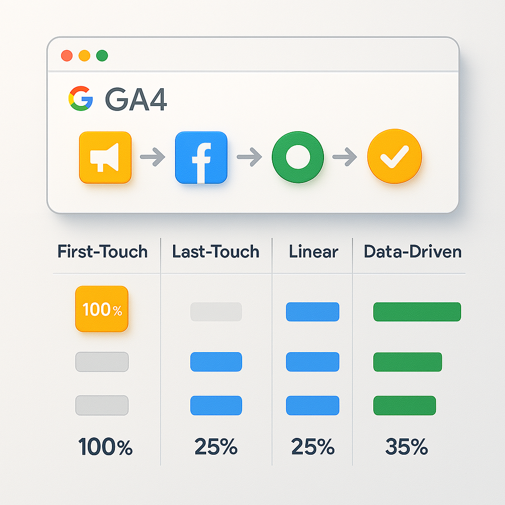 Visual comparison of attribution models in Google Analytics 4